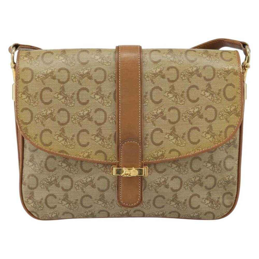 Celine C Sulky Horse Carriage Shoulder Bag Beige